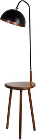 Lampada da terra nera/marrone con paralume in metallo con ripiano incluso (altezza totale 160 cm) Table – Opviq lights