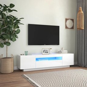 Mobile Porta Tv Con Luci Led Bianco Lucido 160x35x40 Cm /