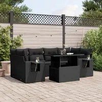 Set Divani da Giardino con Cuscini 7pz Nero Polyrattan 3267755