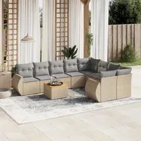 Set Divano da Giardino 9 pz con Cuscini Beige in Polyrattan 3257263