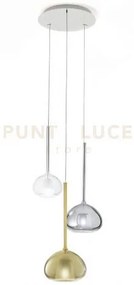 Beba lampadario a sospensione 3 luci vetri piccoli trasparente crom...