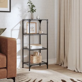 Scaffale Con Piano İn Vetro Trasparente 40x30x95cm İn Acciaio /