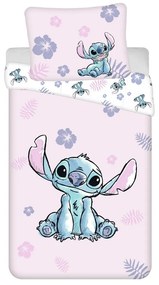Set copripiumino e federa da bambini rosa chiaro in cotone per letto singolo 140x200 cm Lilo &amp; Stitch "Pink" – Jerry Fabrics