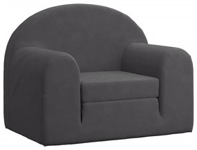 Divano letto per bambini antracite in morbido peluche