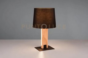 Rahul lampada da tavolo touch metallo e paralume nero e legno con l...