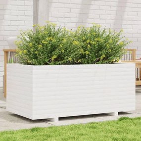 Fioriera Da Giardino Bianca 110x60x49,5 Cm Legno Massello Pino /