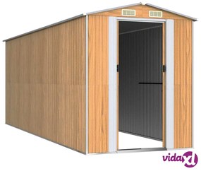 vidaXL Capanno Giardino Marrone Chiaro 192x523x223 cm Acciaio Zincato