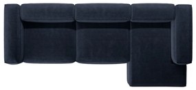 Divano angolare blu scuro (con penisola a destra/con chaise lounge) con rivestimento in velluto a coste Bergamo – Cosmopolitan Design