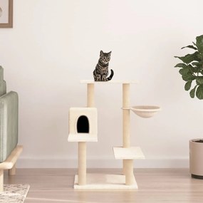 Albero Per Gatti Con Tiragraffi İn Sisal Crema 82,5 Cm /