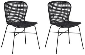 Set di 2 sedie da pranzo rattan nero ELFROS Beliani