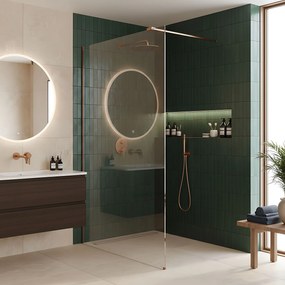 Parete doccia Rea Flexi Transparent / Brush Copper 90