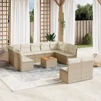 Set Divani da Giardino 12 pz con Cuscini Beige in Polyrattan 3223888