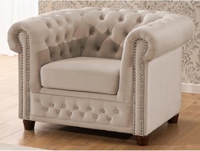 Poltrona chesterfield beige con rivestimento in velluto York Blik – Ropez