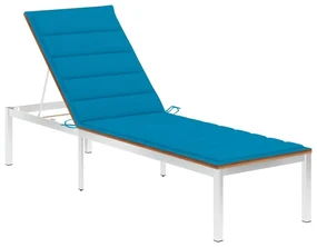 Sdraio Con Cuscino İn Legno Massello Di Teak E Acciaio Inox /