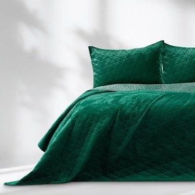 Copriletto verde in velluto con rivestimento trapuntato 240x260 cm Laila – Restilo