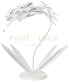 Lampada da tavolo floreale orchidea piccola bianco in ferro 38x20x5...