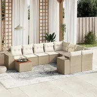 Set Divano da Giardino 10 pz con Cuscini Beige in Polyrattan 3225610