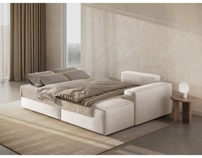 Divano letto angolare bianco in tessuto bouclé (angolo destro) Jodie - Micadoni Home