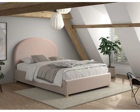 Letto matrimoniale imbottito rosa con contenitore con rete inclusa 140x200 cm Moon – Vipack