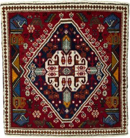 Shiraz Tappeto 60x60 Rosso (Iran) Annodato A Mano