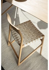 Sedia da pranzo in legno massiccio di quercia con seduta bianca Fawn - Gazzda