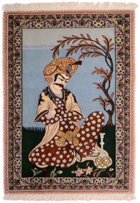 Isfahan Tappeto persiano 70x100 Blu (Iran) Annodato A Mano