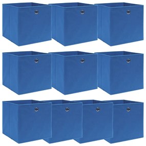 Scatole Portaoggetti Con Coperchi 10pz Blu 32x32x32 Cm Tessuto /