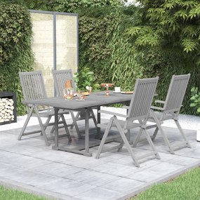 Set da pranzo per giardino 5 pz in legno massello di acacia