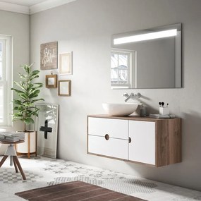 Mobile da bagno sotto lavabo VISOBATH Kompas bianco L 100 x H 48 x P 22 cm 2 cassetti 1 anta, lavabo non incluso