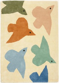 Tappeto per bambini fatto a mano Birds Terracotta Blue, varie misure