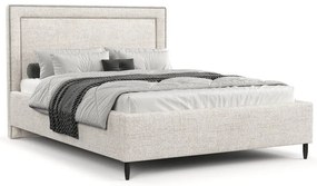 Letto matrimoniale imbottito crema con spazio contenitivo e rete 180x200 cm Baleine - Maison de Rêve