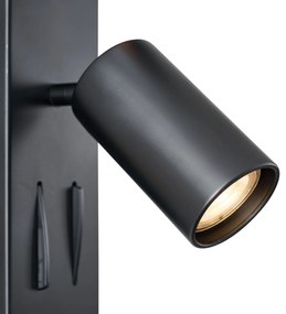 Lampada da parete moderna nera a 2 luci inclinabile - Lesly