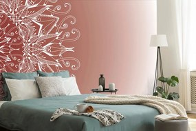 Carta da parati – Mandala bianca su sfondo bordeaux