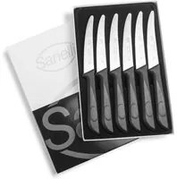 Set Coltelli da Tavola 6 Pezzi Lama 11 cm Manico Antiscivolo Sanelli Skin Nero