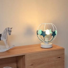 Lampada da tavolo per bambini STARS 1xE27/15W/230V turchese/bianco