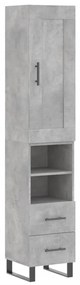 Credenza grigio cemento 34,5x34x180 cm in legno multistrato