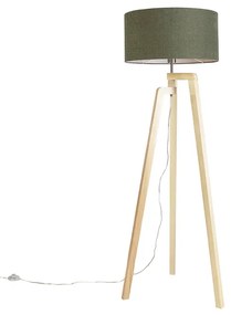 Lampada da terra a treppiede in legno con paralume 50 cm verde - Puros