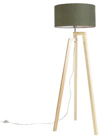 Lampada da terra legno paralume verde 50 cm - PUROS