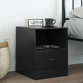 Comodino Nero 34,5x39x44 Cm İn Acciaio /