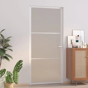 Porta Interna 93x201,5 Cm Bianco Opaco Vetro E Alluminio /