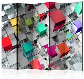 Paravento Colori del metallo II (5 pezzi) - astratto con architettura colorata