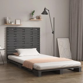 Testiera Da Parete Grigia 96x3x91,5cm İn Legno Massello Di Pino /