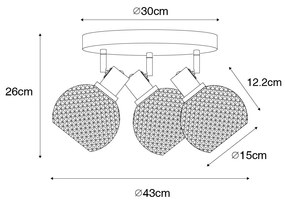 Faretto di design nero con vetro fumé 3 luci rotondo - Chico