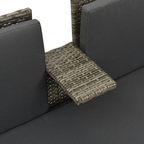 Set Divani da Giardino 3 pz con Cuscini in Polyrattan Grigio