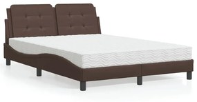 Letto Con Materasso Marrone 140x200cm İn Similpelle /