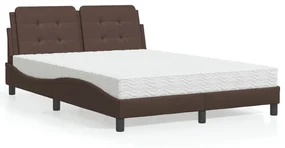 Letto Con Materasso Marrone 140x200cm İn Similpelle /