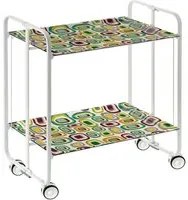 Carrello pieghevole da cucina BAUHAUS, 2 vassoi. Struttura bianca, Fantasia 22