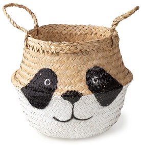 Cesto portagiochi da bambini in seagrass bianco e naturale ø 25x24 cm Panda - Compactor