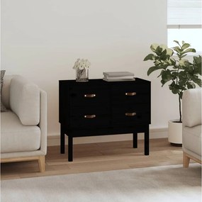 Mobile Consolle Nera 90x40x78 Cm İn Legno Massello Di Pino /