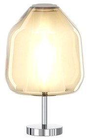 Lampada Contemporanea Double Skin Beta Metallo Cromo Vetro Ambra 1 Luce E27